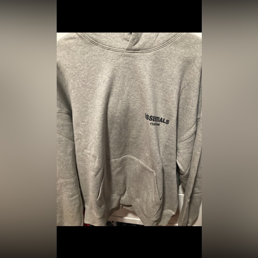 Essentials Hoodie Oatmeal Gray Size Small